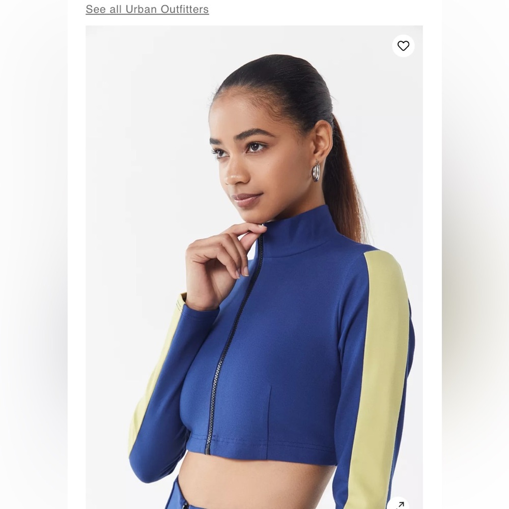 Urban Outfitters blue and lime green cropped zip up size medium